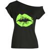 Verão Transfronteiriço Europeu e Americano Moda Amazon Sexy Ombro Inclinado Estampa de Lábios Camisetas Tops Tamanho Grande Roupas Femininas