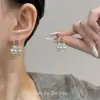 Aretes de Bolso Coreanos Azul Fresco con Diamantes Brillantes, Pequeño Aroma, Lujo Exquisito Accesible Elegante, Aretes de Alta Gama Elegantes y Dulces