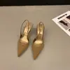 Zapatos de Tacón Alto Franceses Negros Elegantes Sandalias de Punta Zapatos de Hada 2023 Nuevo Primavera y Verano Stiletto de Punta