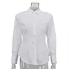 Camisa Blanca de Algodón para Mujer Estilo Commuter Primavera y Verano Nueva Sensación de Alta Gama Sencilla Versátil Cardigan de Manga Larga con Cuello