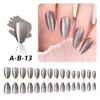 Unhas Postiças Cor Sólida Olho de Gato, Pontas de Unha Médio-Curtas em Formato Amêndoa, Pontas de Unha Pré-Fabricadas Olho de Gato com Glitter, Adesivos de Unha Postiça, Transfronteiriço