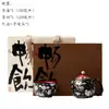Conjunto de Bule de Chá com Esmalte Preto e Padrão Prateado das Dinastias Tang e Song com Um Bule e Uma Xícara, Conjunto de Caixa de Presente para Chá Kung Fu Doméstico