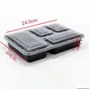Caixa de Almoço Descartável Preta Transparente com Três/Quatro/Cinco Compartimentos 1000ml Caixa de Embalagem para Levar Multi-Compartimentos PP Espessado