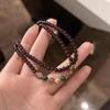 Nueva Pulsera Multicírculo de Piedra Ojo de Gato Rosa China 2025 Nuevo Estilo Chino Cool Retro Cuentas Joyería con Cuentas