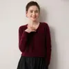Nuevo suéter de cachemir 100% puro para otoño e invierno para mujer, cuello en V, sin costuras, de punto liso, camisa base de punto, suéter corto versátil y cálido
