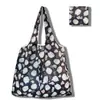 Nova grande bolsa de compras dobrável, bolsa quadrada de pano com flores, bolsa de compras portátil, bolsa tote dobrável