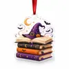 Bestseller de Halloween Librería Rincón de Lectura Estantería Adorno Fantasma Leyendo Colgante Acrílico Decoración de Regalo Festivo