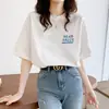 Nova coleção de verão: Camiseta feminina de algodão puro de manga curta, estilo coreano, corte solto, top versátil, gola redonda, perfeita para usar em camadas, moderna e estilosa