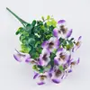 Venta al por mayor transfronteriza 7 Puntas Eucalipto Pensamiento Flores Artificiales Hogar Boda Decoración Exterior Flores Artificiales Flores de Plástico