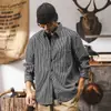 Camisa de Rayas Retro Americana para Hombre Primavera Otoño 2026 Nueva Marca de Moda Camisa de Manga Larga para Hombre Chaqueta Informal Holgada para Hombre