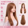 Pelucas europeas y americanas de 80 cm, flequillo largo de colores, cabello largo y liso, pelucas de cosplay de anime, extensiones de cabello de fibra sintética de alta temperatura