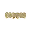 Venta Caliente Europea y Americana Hip-Hop Cobre Electrochapado 46 Diamantes Chapado en Oro de 18K Hip-Hop Parrillas Dentales Moda Transfronteriza Venta al por Mayor