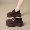 Zapatos de plataforma para mujer que aumentan la altura con forro de felpa, nuevo estilo otoño/invierno 2026, zapatos Birkenstock casual chic retro