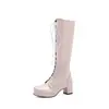 20 Botas Nuevas Europeas y Americanas para Primavera y Otoño para Mujer con Cordones de Caña Alta Botas Martin Gruesas de Tacón Medio Zapatos Amazon Deseo Zapatos de Comercio Exterior Talla Grande