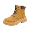 Botas Martin Botines para Mujer, Otoño Unisex Pareja Media Caña Casual Versátil Suela Gruesa Estilo Británico Cómodos Aumentadores de Altura