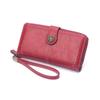 Ventas Directas de Fábrica Nueva Cartera para Mujer Retro Cuero Cera de Aceite Corte Largo Cartera Multifuncional Gran Capacidad Bolsa para Teléfono Móvil