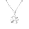 Collar de plata de ley con trébol de cuatro hojas y noria, joyería de plata simple de lujo discreto para el día a día, accesorio popular para el cumpleaños de una novia