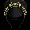 Faixa de Cabelo Europeia e Americana Festa Strass Pérola Estrela de Cinco Pontas Headband Celebração de Festival Acessórios de Cabelo Coroa Moda Headwear
