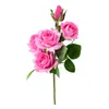 Flor Artificial Rosa de Terciopelo de 5 Cabezas Estilo Francés Ramo de Flores de Seda Ramo de Boda Flor Artificial Decoración del Hogar Adorno Transfronterizo