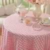 Mantel de cuadros de algodón puro engrosado con volantes de color liso, forma rectangular, superventas de Amazon, mantel de tacto de lujo ligero y de alta gama