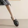 Sapatos Femininos de Couro Genuíno 2026 Outono Estilo Britânico Loafers Pretos Planos Couro Fino Macio Sapatos de Trabalho