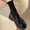 Zapatos Pequeños de Cuero Estilo Británico para Mujer Suela Gruesa que Aumenta la Altura Primavera 2025 Nuevos Mocasines Zapatos de Cuero Suave para Mujer Zapatos de Tacón Bajo para Mujer