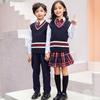 Conjunto de Suéter de Uniforme Escolar para Estudiantes de Primaria, Uniforme de Clase de Tres Piezas para Niños y Niñas, Estilo Academia Primavera y Otoño, Estilo Academia Británica