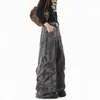 Marca Tendência Estilo Americano Vibe Deserto Moda Zíper Bolso Grande Calça Jeans de Trabalho Unissex Jeans Vintage