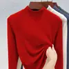 Camiseta Interior Térmica De Rong de Doble Cara para Mujer, Color Rojo Año Nuevo, Cuello Alto, Ropa Interior Otoño/Invierno, Con Felpa, Engrosada, Top Cálido