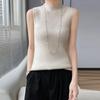 Roupas de primeira linha macias glutinosas meia gola alta camisola de lã 2023 outono e inverno suéter interno sem mangas fundo