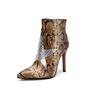 Botas de Moda Europea y Americana para Mujer con Tacón Fino Puntiagudo y Bloques de Color Talla Grande Botines Cortos 2010