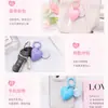 Llavero colgante de corazón sonriente de color sólido con cuentas de dopamina de moda, doble cara, grande, decoración de bolsa de regalo DIY
