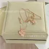 Colar Trevo de Quatro Folhas Estampado a Quente Versão Alta Fanjia Ouro Rosa Corrente para Clavícula Ouro Rosa Fabricante de Joias Venda Direta Dropshipping