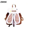 Mochila de Conejo para Niña Estilo Nuevo 2026 Bloques de Color Otoño e Invierno Bolso Cruzado Peludo Lindo Mochila de Peluche con Orejas Grandes