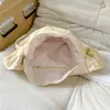 Bolso Nube Simple Plisado Estilo Coreano 2026 Bolso de Mano Artístico Fresco Bolso de Hombro Único Correa de Hombro con Cordón Bolso Cruzado de Tela