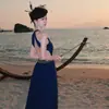 Vestido de Cuello Halter para Mujer, Elegante Vestido de Cumpleaños Socialité, Muy Adornado con Pedrería, Atrevido Diseño con Aberturas en la Espalda Descubierta, Ceñido a la Cintura, Falda Larga con Dobladillo Amplio