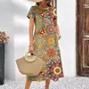Ropa Casual con Impresión Digital 3D Verano Moda Étnica para Mujer Manga Corta 2024 Nuevo Estilo de Comercio Exterior Transfronterizo