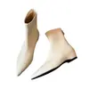 Botas Delgadas para el Trabajo que Aumentan la Altura ~ 4.5cm Punta Fina Piel Suave Botas Elásticas con Cierre Trasero Botas de Cuña Piel de Oveja Suave Nueva