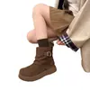 Botas de algodón para personas menudas, versátiles, zapatos de algodón de suela gruesa, engrosados, sin cordones, Otoño/Invierno 2026, botas de nieve para mujer, estilo nuevo, superficie de felpa, que aumentan la altura