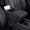 Tapete Universal para Caixa de Apoio de Braço de Carro, Tapete de Armazenamento de Couro Multifuncional com Porta-copos, Porta-lenços e Bolso para Armazenamento de Celular