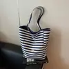 Fábrica de Bolsas Ecológicas Bolso Cruzado de Hombro de Doble Cara Estilo Coreano Rayado Personalizado Bolso de Lona Bolso de Lona Grueso de Tela de Moda Práctico