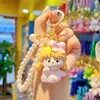 Chaveiro Pingente Coelho Desenho Animado Resina de Açúcar Pulseira com Contas de Pérola Chaveiro de Bolsa Chaveiro de Carro Atacado