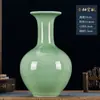 Vaso de cerâmica de Jingdezhen com esmalte celadon, arranjo de flores estilo chinês novo, decoração para casa para sala de estar, prateleira de exposição, hall de entrada e rack de TV