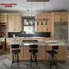 Armários Personalizados de Madeira Maciça para Fábrica de Comércio Exterior, Armários de Cozinha Abertos Estilo Shaker Americano e Ilhas para a Casa Inteira