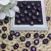 Caixa de Ametista Natural Bola de Cristal Oca em Forma de Coração Contas com Furo Reto Contas para Fio de Miçangas DIY Caneta Corrente de Celular Chave