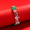 Pulsera elástica navideña para mujer, con diseño de Papá Noel, alce y árbol de Navidad, de cerámica suave y al azar.
