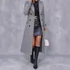 Novo Casaco de Lã Europeu Outono/Inverno 2026 com Gola Lapela de Botão Duplo Feminino Longo Afinando o Corpo Temperamento Peça de Exterior