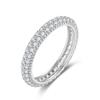 Novo Anel de Prata S925, Anel Dupla Fileira Multi-Diamante em Ouro Branco, Zircônia, Venda Direta do Fabricante