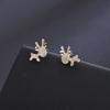 Pendientes de ciervo navideño para mujer, con broche de plata 925, bonitos pendientes de alce con diamantes, pendientes de moda.
