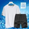 Conjunto Esportivo Masculino Seda de Gelo Secagem Rápida Verão Camiseta Manga Curta Shorts Fitness Corrida Basquete Treinamento Conjunto de Duas Peças para Casal
